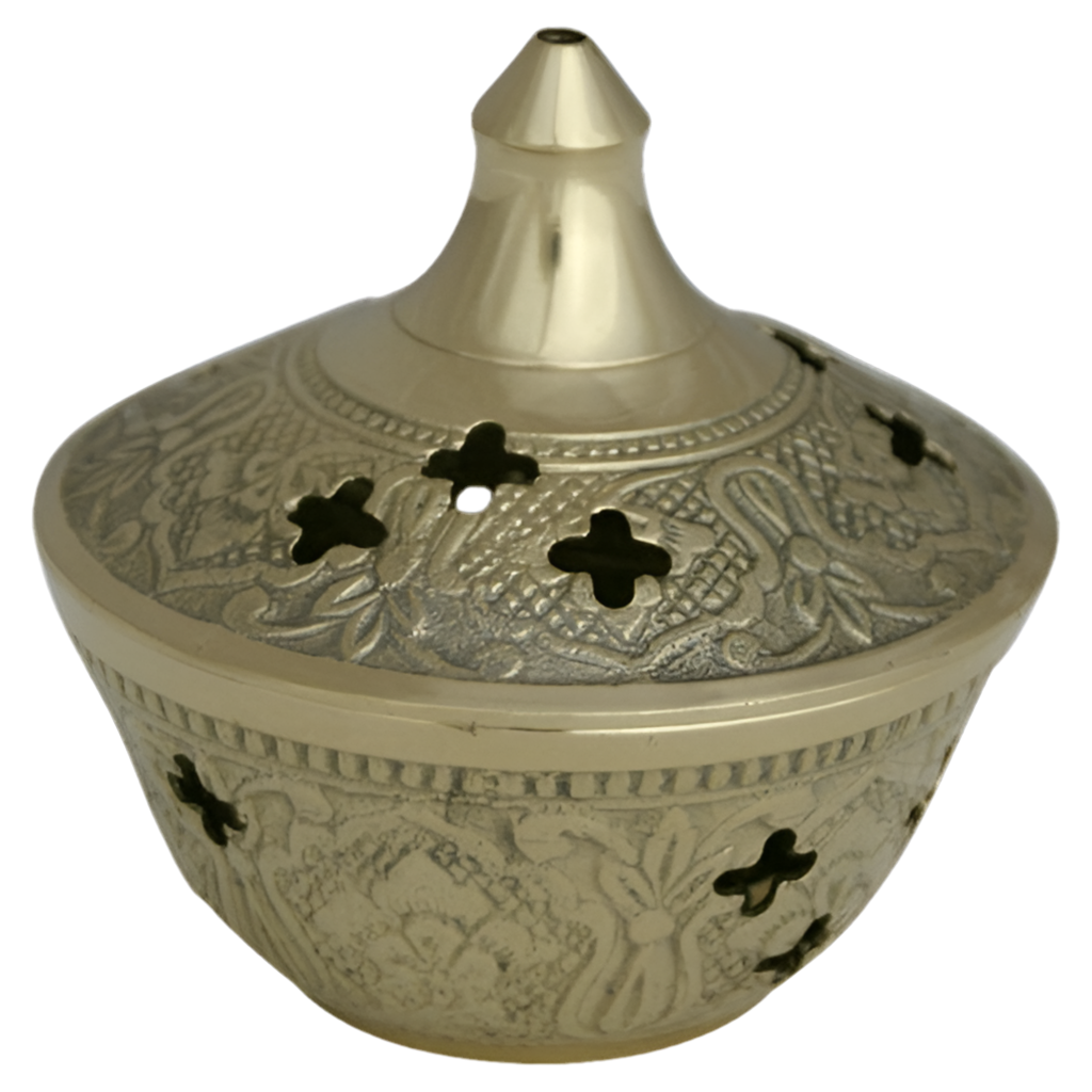 Weihrauchschale D7 aus Messing mit gehämmerter Optik – Handgefertigt für stimmungsvolle Räucherrituale