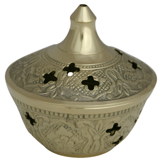 Weihrauchschale D7 aus Messing mit gehämmerter Optik – Handgefertigt für stimmungsvolle Räucherrituale