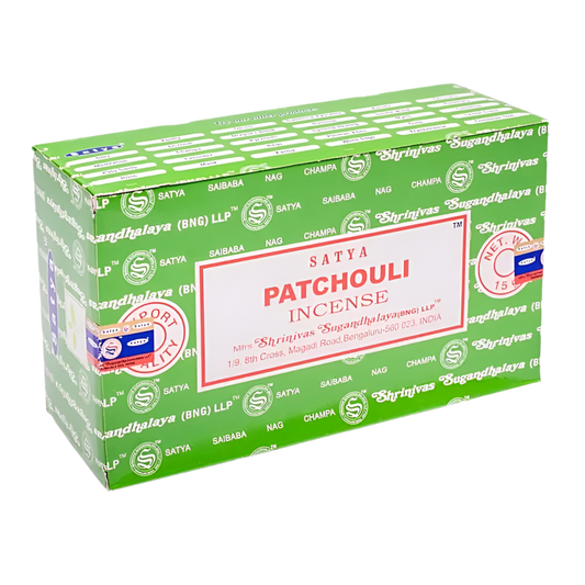 Satya Patchouli Räucherstäbchen – 100 % naturreiner Patchouli-Duft für Erdung & Ausgeglichenheit