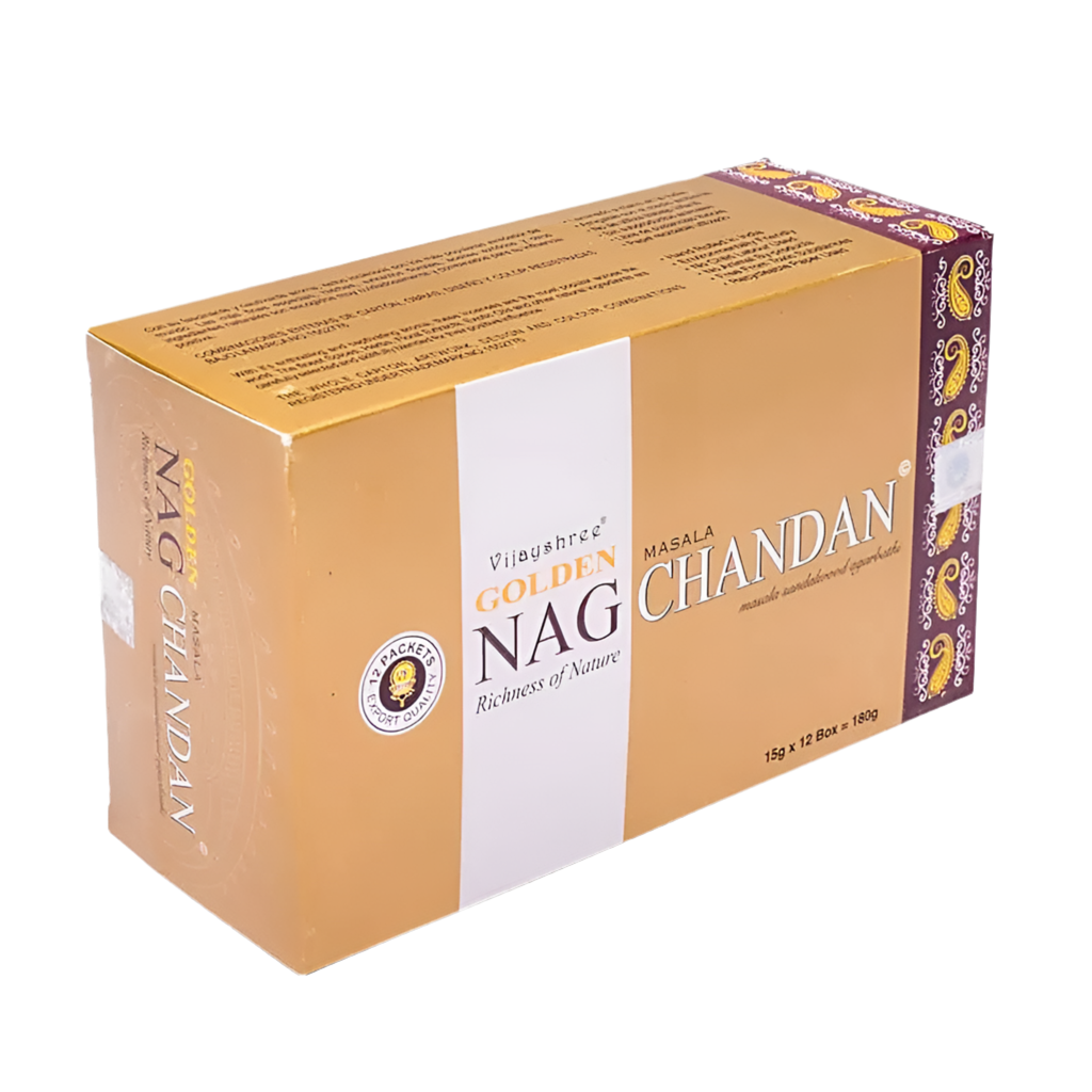 Golden Nag Chandan Räucherstäbchen – 100 % naturreiner Sandelholz-Duft für Entspannung