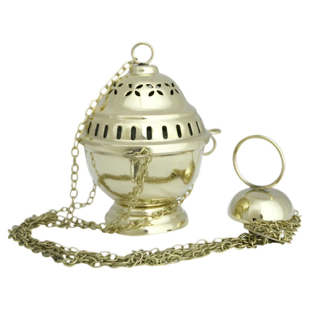 Weihrauchfass “Byzanz” aus Messing – Handgefertigt mit Blumenornamenten für Räucherrituale & spirituelle Reinigung