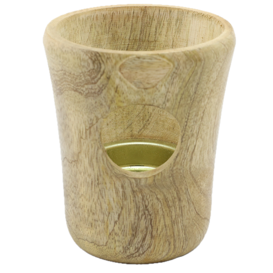 Räucherstövchen “Aamra” aus indischem Mangoholz – Naturtöne, handgefertigt – Mit Edelstahlsieb & Metallscheibe für sanftes Räuchern von Weihrauch & Kräutern