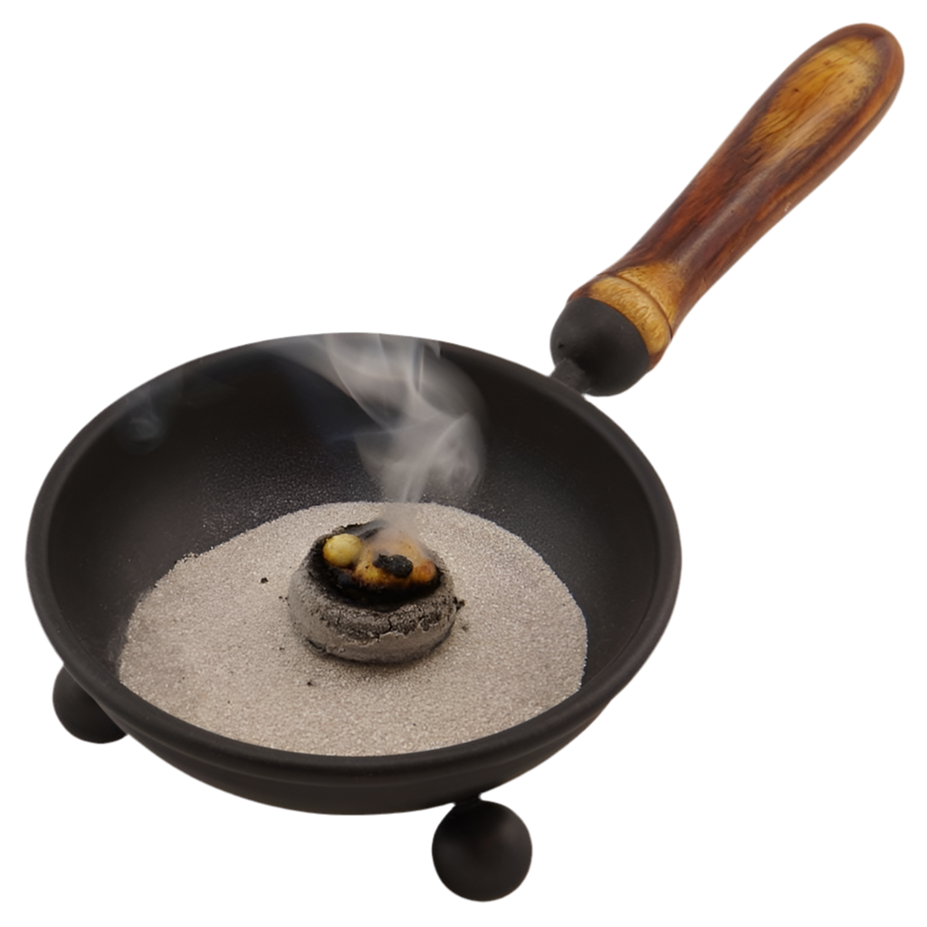 Räucherpfanne Schwarz mit Holzgriff – Handgefertigt für Räucherrituale mit Kohle, Weihrauch & Kräutern
