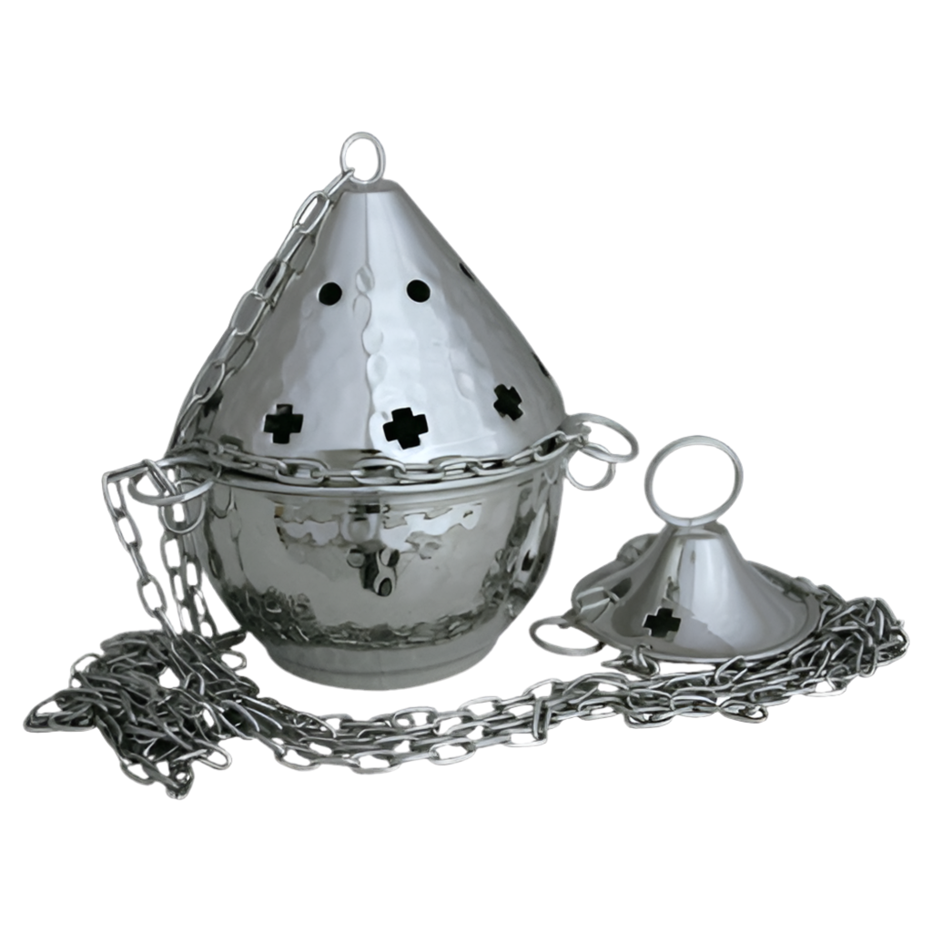 Weihrauchfass H14 gehämmert vernickelt – Edles Räuchergefäß für feierliche Rituale & spirituelle Reinigung