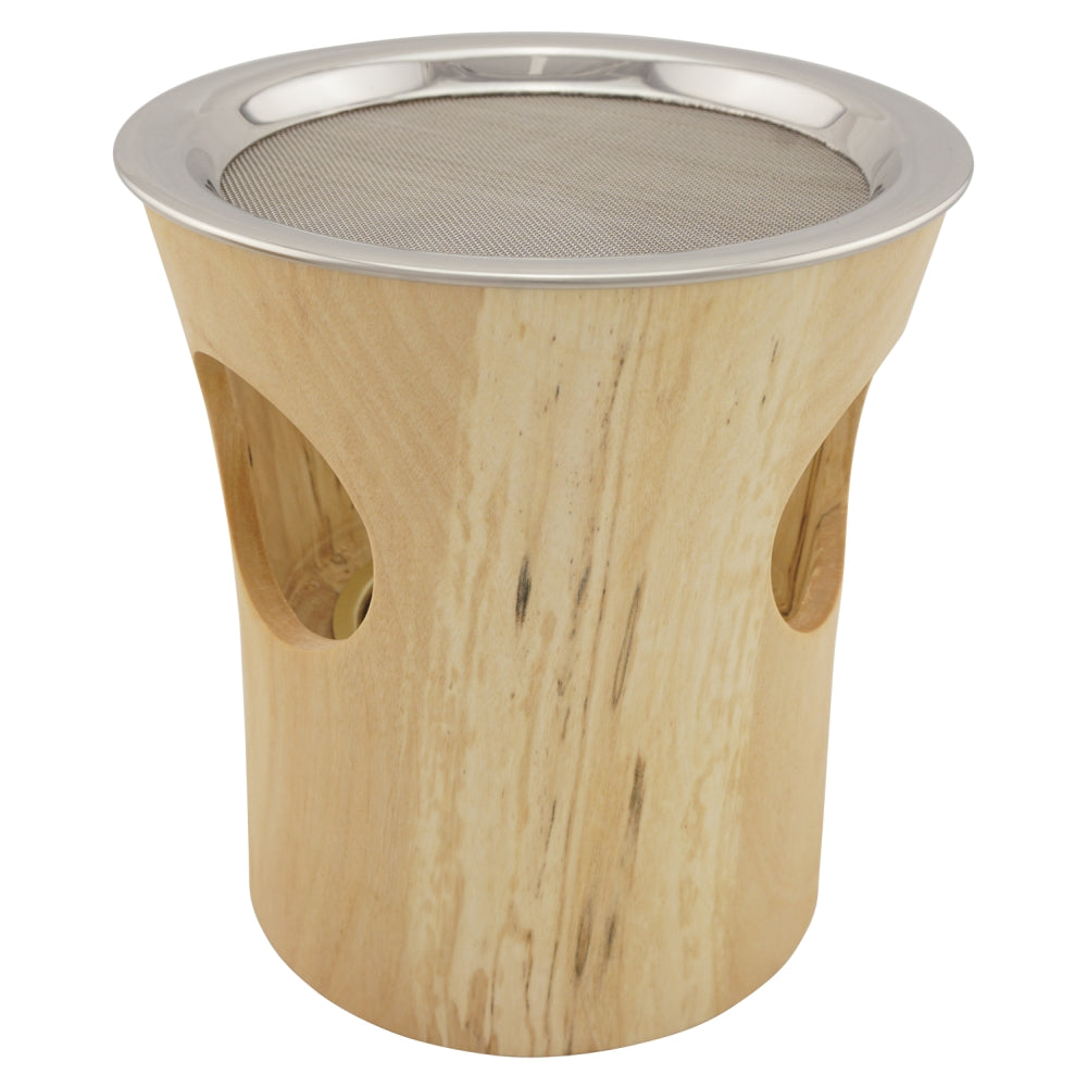 Räucherstövchen aus Holz 4-tlg. - Birke groß, mit Edelstahlsieb und Metallscheibe