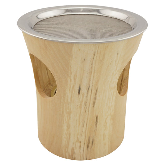 Räucherstövchen aus Holz 4-tlg. - Birke groß, mit Edelstahlsieb und Metallscheibe