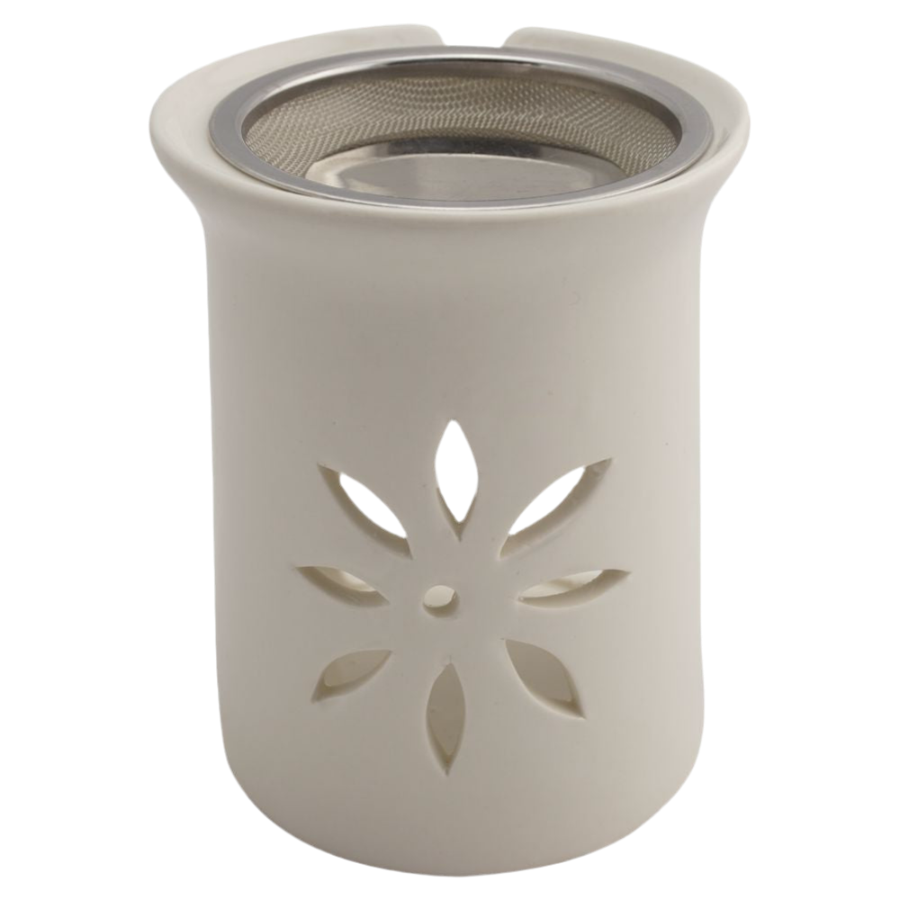 Geschenkset „Sternenblume“ – Räucherstövchen Keramik mit Metallsieb, Metallscheibe & Premium Weihrauch Al-Hojari & Athos Rosen – In hochwertiger Geschenkbox