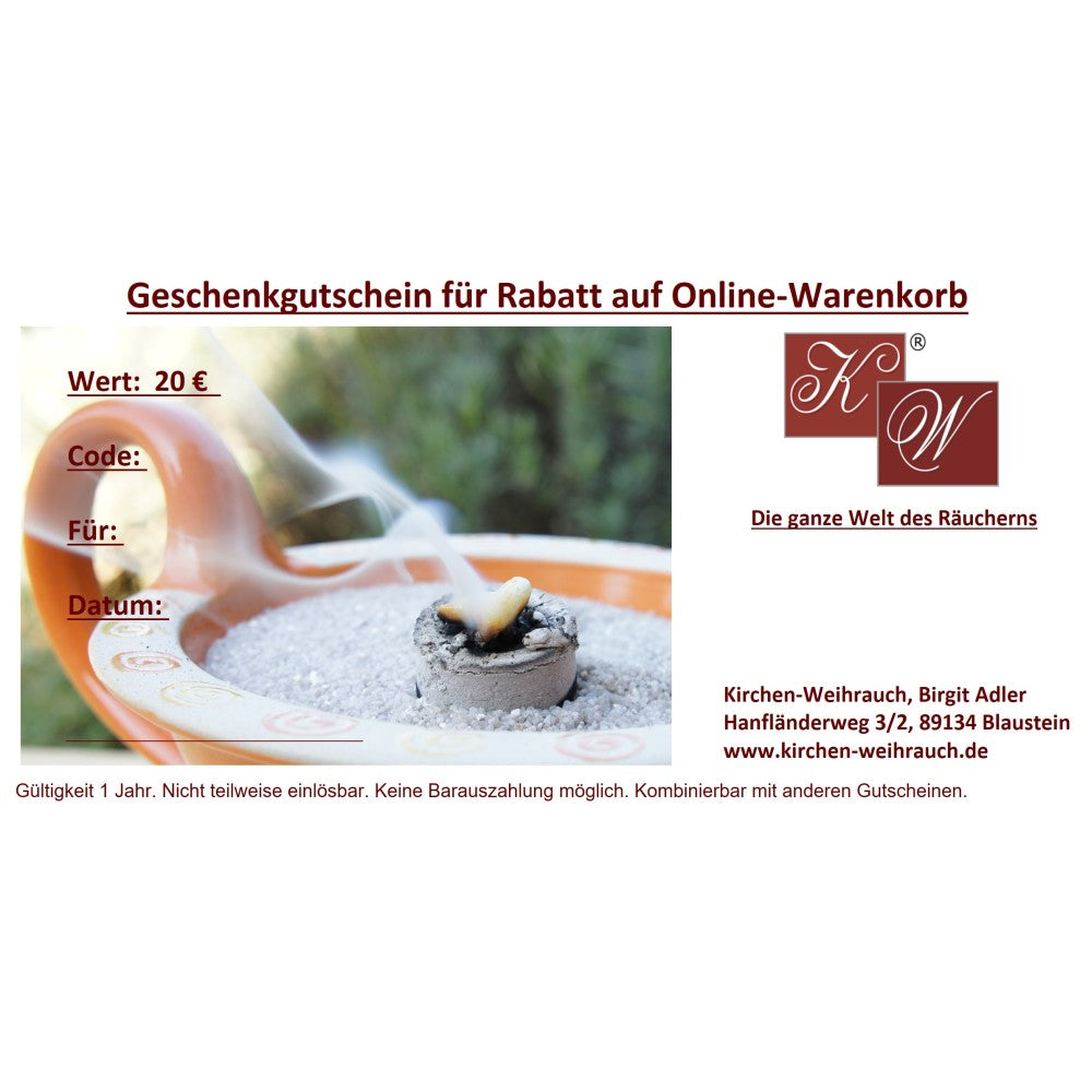 Geschenkgutschein Warenwert 20 €