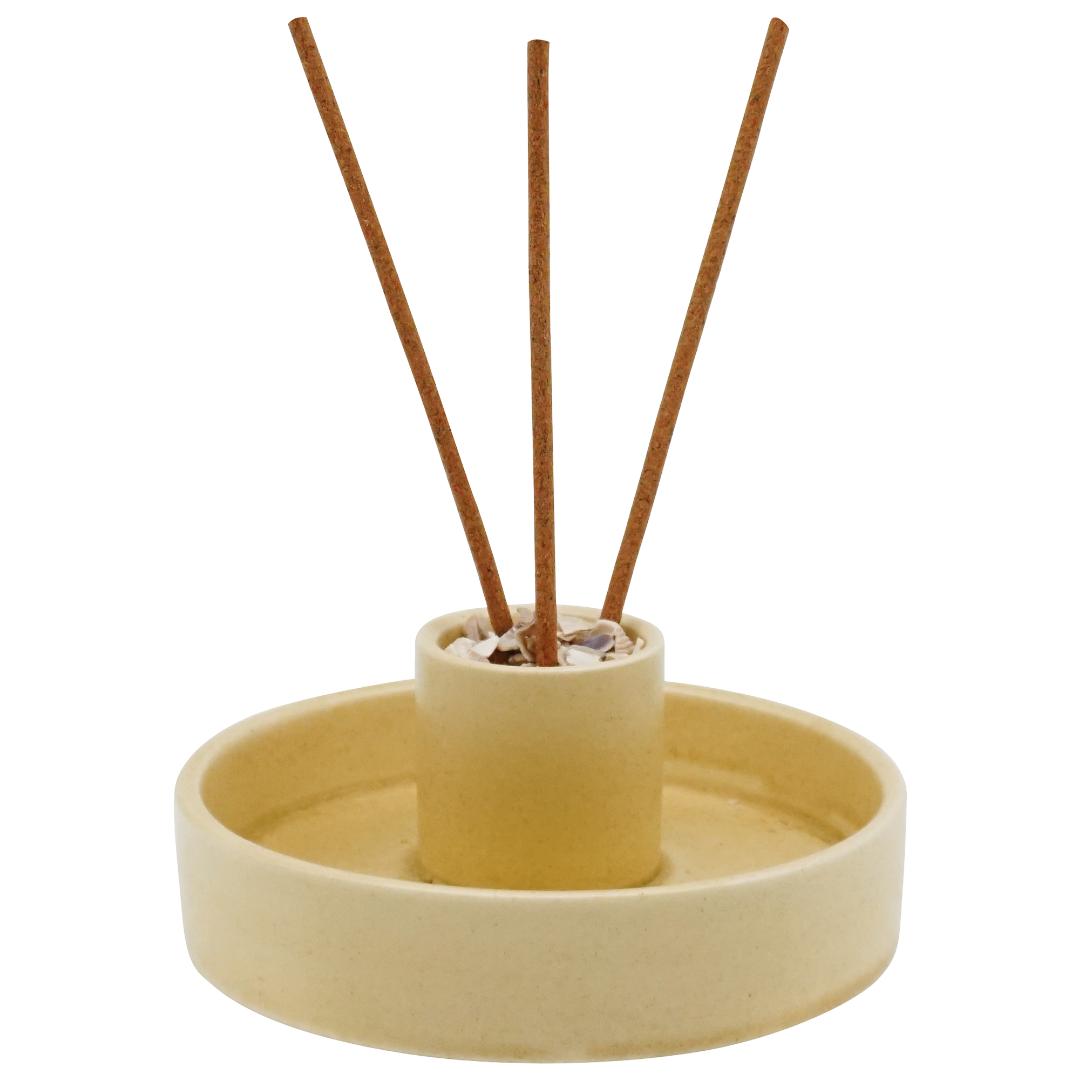 Palo Santo Set – Räucherholz & Halter MADEIRA (yellow) aus Keramik – Perfekt für Rituale, Meditation & entspannte Räuchermomente