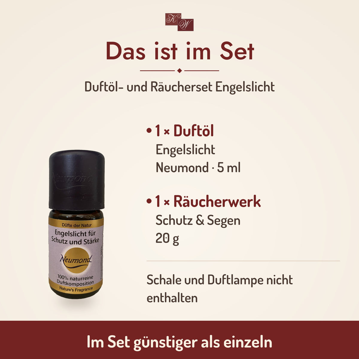 Duftöl- und Räucherset Engelslicht – Lieferumfang: Engelslicht 5 ml und Schutz & Segen 20 g