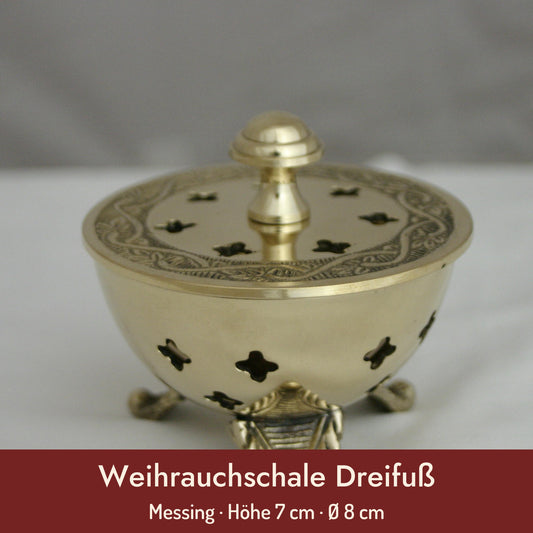 Weihrauchschale Dreifuß – Messing · Höhe 7 cm · Ø 8 cm