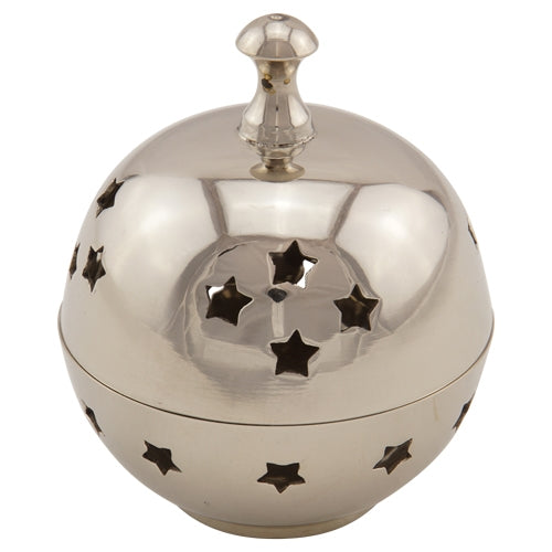 Weihrauchgefäß Kugel - H 11 cm - vernickelt