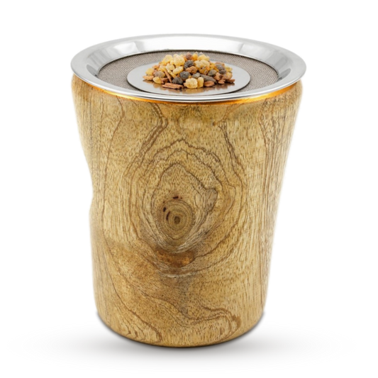Räucherstövchen Aamra aus Mangoholz mit Räucherwerk