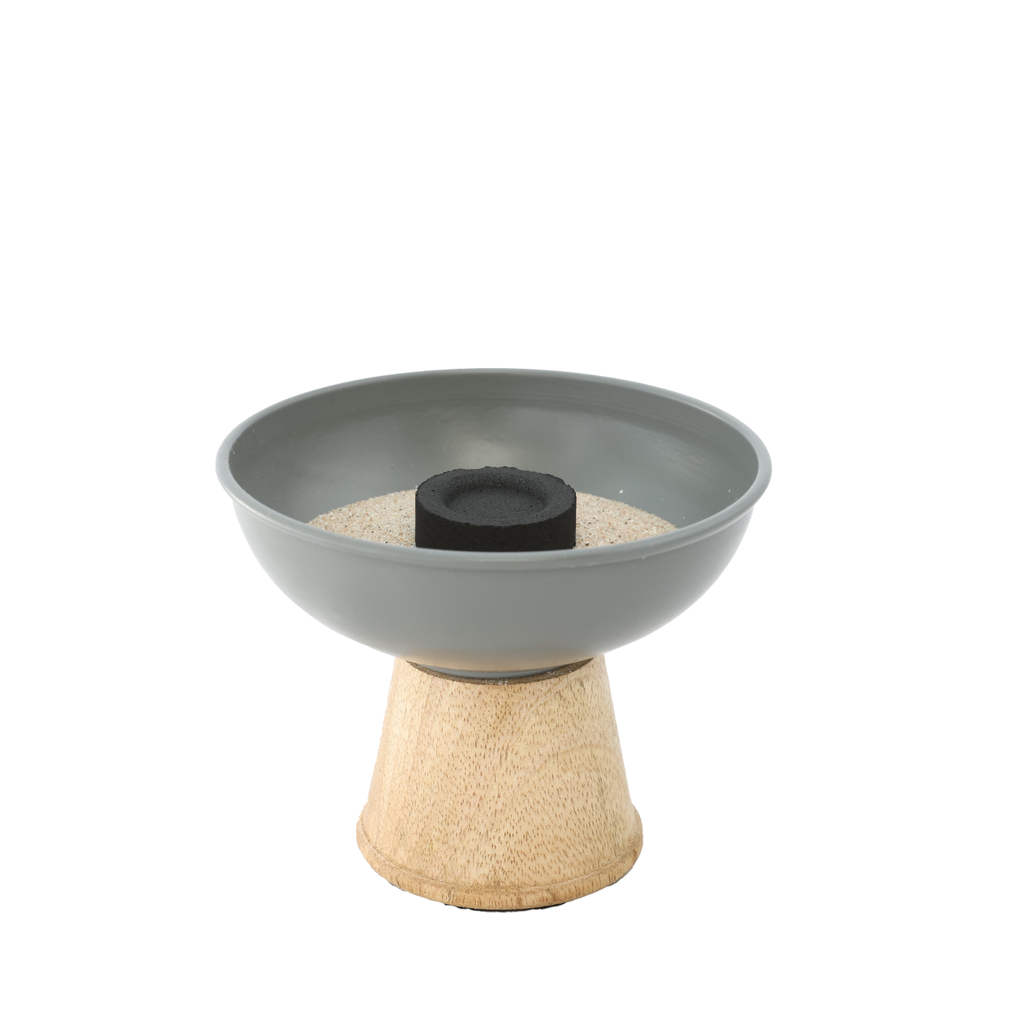 Räucherkelch "Wood" aus Metall & Mangoholz – Handgefertigt in Anthrazit für Räucherrituale mit Kohle, Weihrauch & Kräutern