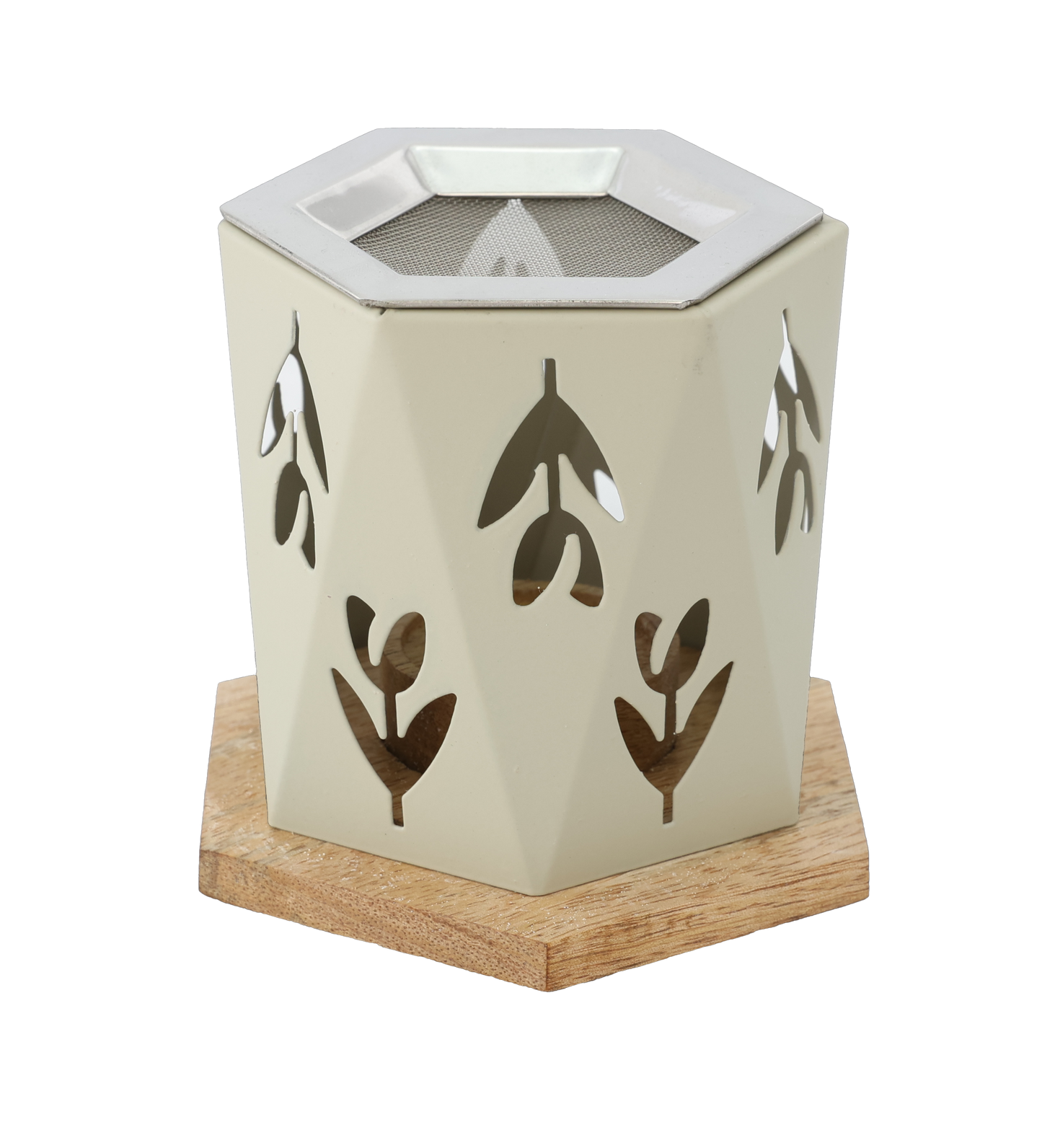 Räucherstövchen “Tulpe” aus Metall & Mangoholz – Blühende Eleganz für sanfte Räuchermomente