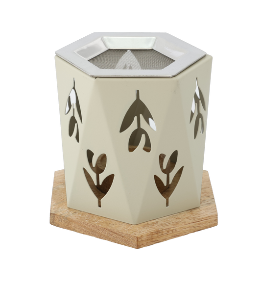 Räucherstövchen “Tulpe” aus Metall & Mangoholz – Blühende Eleganz für sanfte Räuchermomente