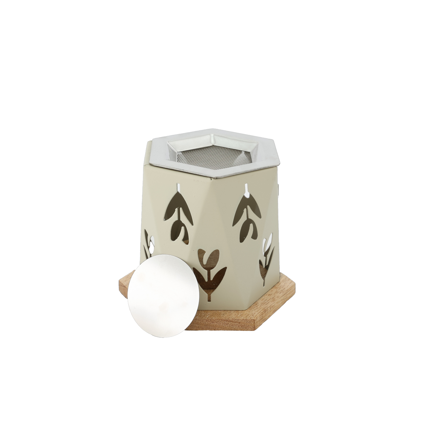 Räucherstövchen “Tulpe” aus Metall & Mangoholz – Blühende Eleganz für sanfte Räuchermomente