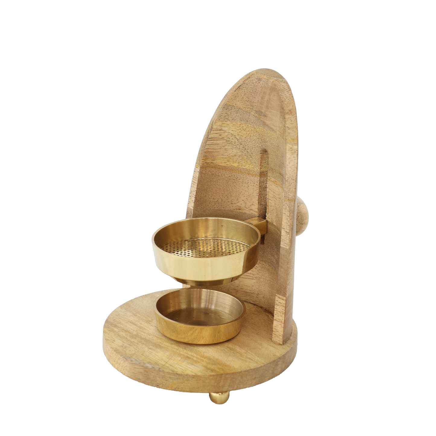 Weihrauchbrenner “Maha” aus Mangoholz & Messing – Handgefertigt mit verstellbarer Siebhöhe