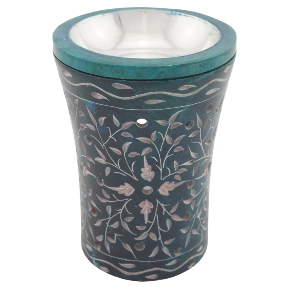 Duftlampe & Räucherstövchen „Nana“ aus Speckstein – Mit Schale, Metalleinsatz, Edelstahlsieb, Metallscheibe & Podest – Ideal für Duftöle, Weihrauch & Kräuter