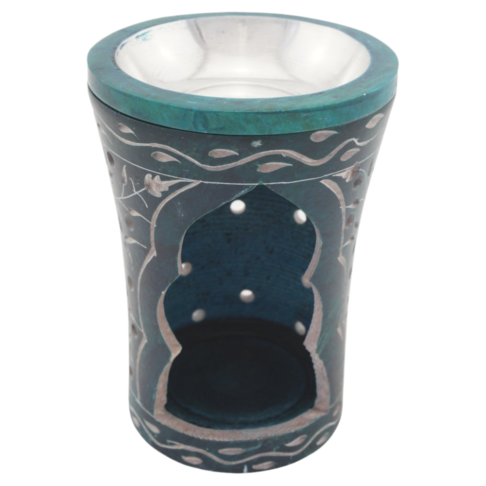 Duftlampe & Räucherstövchen „Nana“ aus Speckstein – Mit Schale, Metalleinsatz, Edelstahlsieb, Metallscheibe & Podest – Ideal für Duftöle, Weihrauch & Kräuter