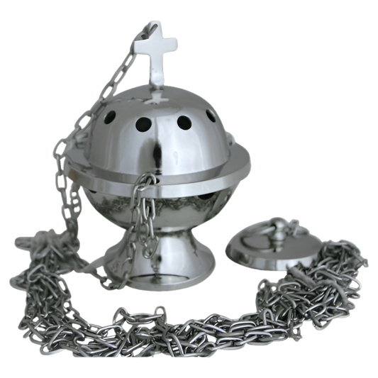 Weihrauchfass H13 mit Kreuz vernickelt – Kompaktes Räuchergefäß für spirituelle Rituale & feierliche Zeremonien