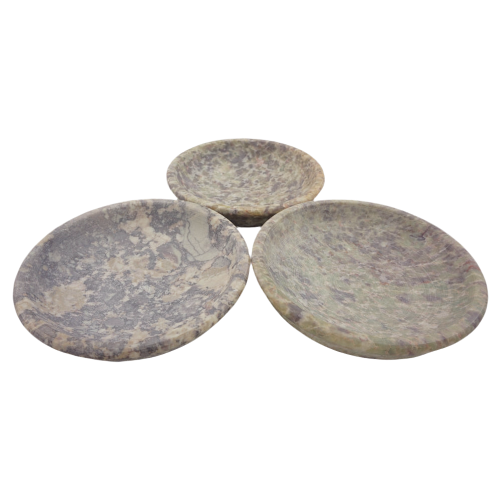 Räucherschale Speckstein beigefarben (naturbelassen) mit leichten grünen und blauen Einschlüssen