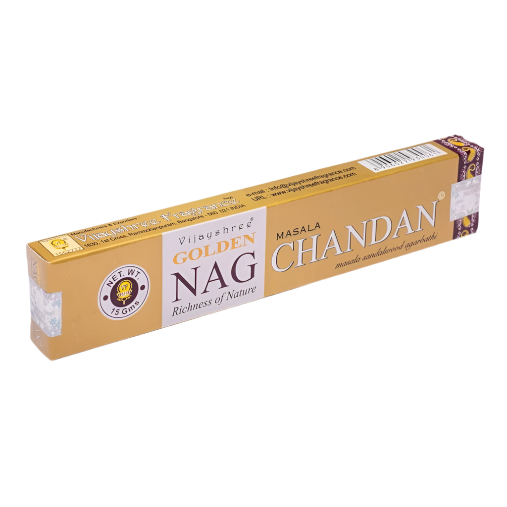 Golden Nag Chandan Räucherstäbchen – 100 % naturreiner Sandelholz-Duft für Entspannung