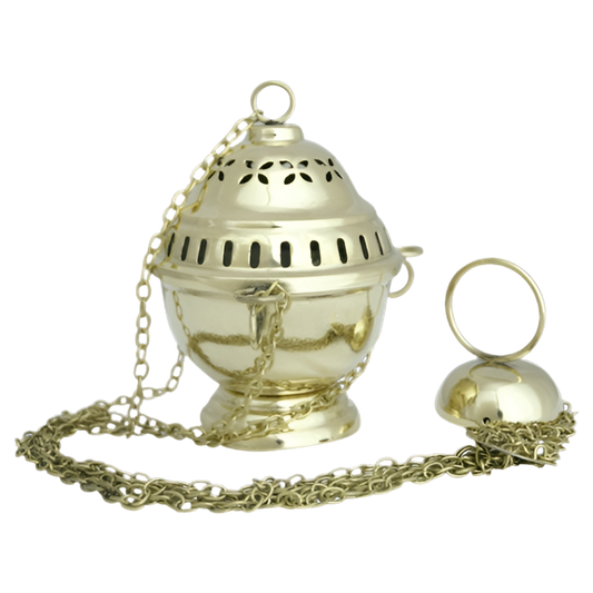 Weihrauchfass “Byzanz” aus Messing – Handgefertigt mit Blumenornamenten für Räucherrituale & spirituelle Reinigung