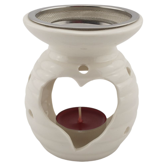Räucherstövchen “Herz” aus Keramik – Mit Metallsieb & Metallscheibe für sanftes Räuchern von Weihrauch & Kräutern