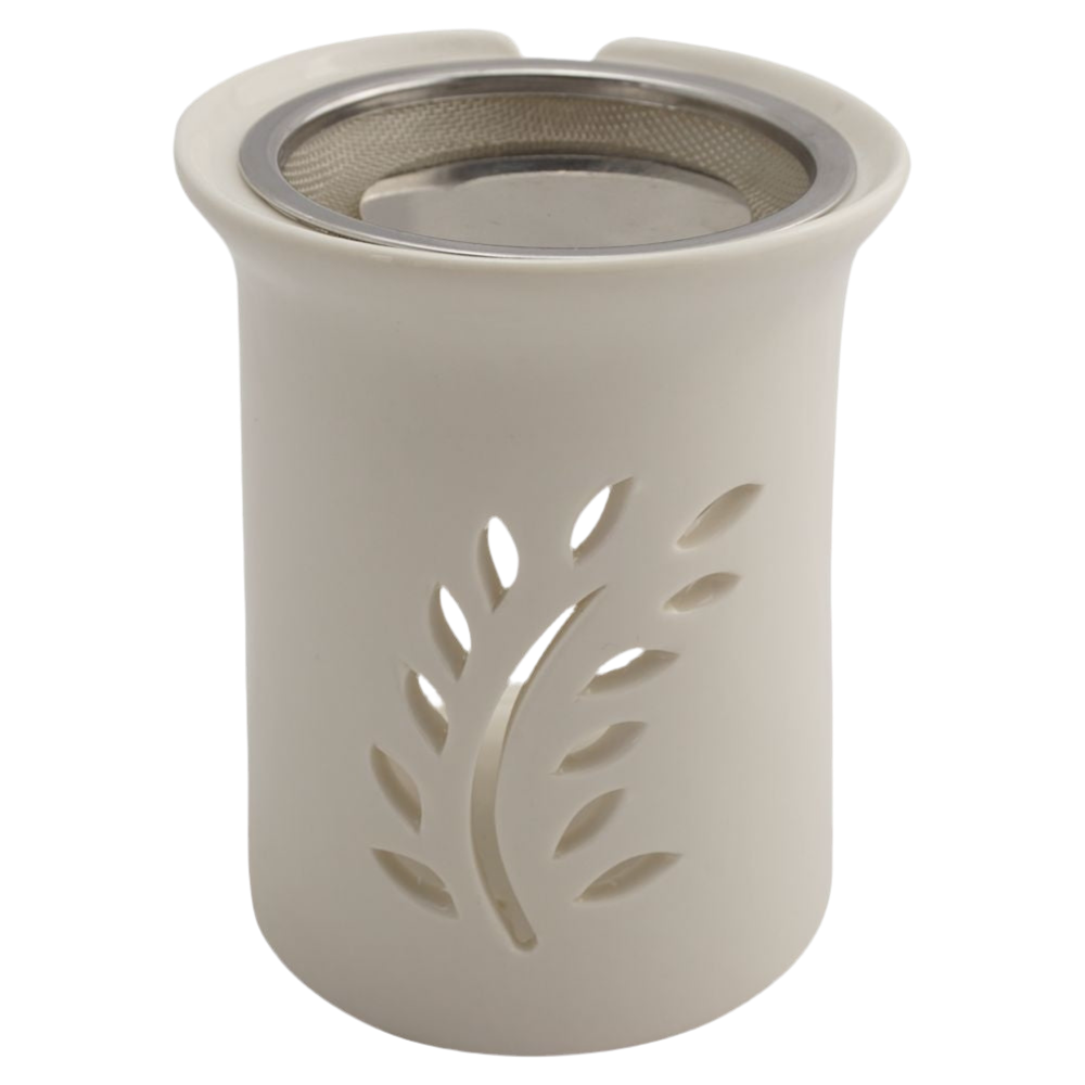 Räucherstövchen “Friedenszweig” aus Keramik – Mit Metallsieb & Metallscheibe für sanftes Räuchern von Weihrauch & Kräutern