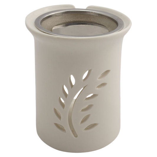 Räucherstövchen “Friedenszweig” aus Keramik – Mit Metallsieb & Metallscheibe für sanftes Räuchern von Weihrauch & Kräutern