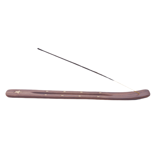 Räucherstäbchenhalter Holz-Koro Schiform – Mit Messingeinsatz für Elegante Atmosphäre & Praktische Anwendung