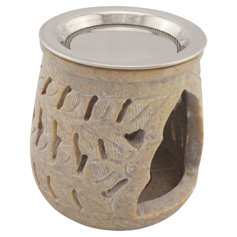 Räucherstövchen “Amana” aus Speckstein – Sanfte Ruhe & Harmonie mit Edelstahlsieb & Metallscheibe