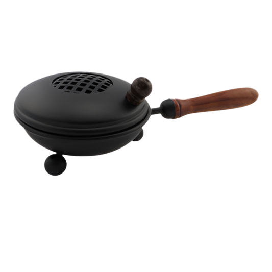 Räucherpfanne Schwarz mit Holzgriff – Handgefertigt für Räucherrituale mit Kohle, Weihrauch & Kräutern