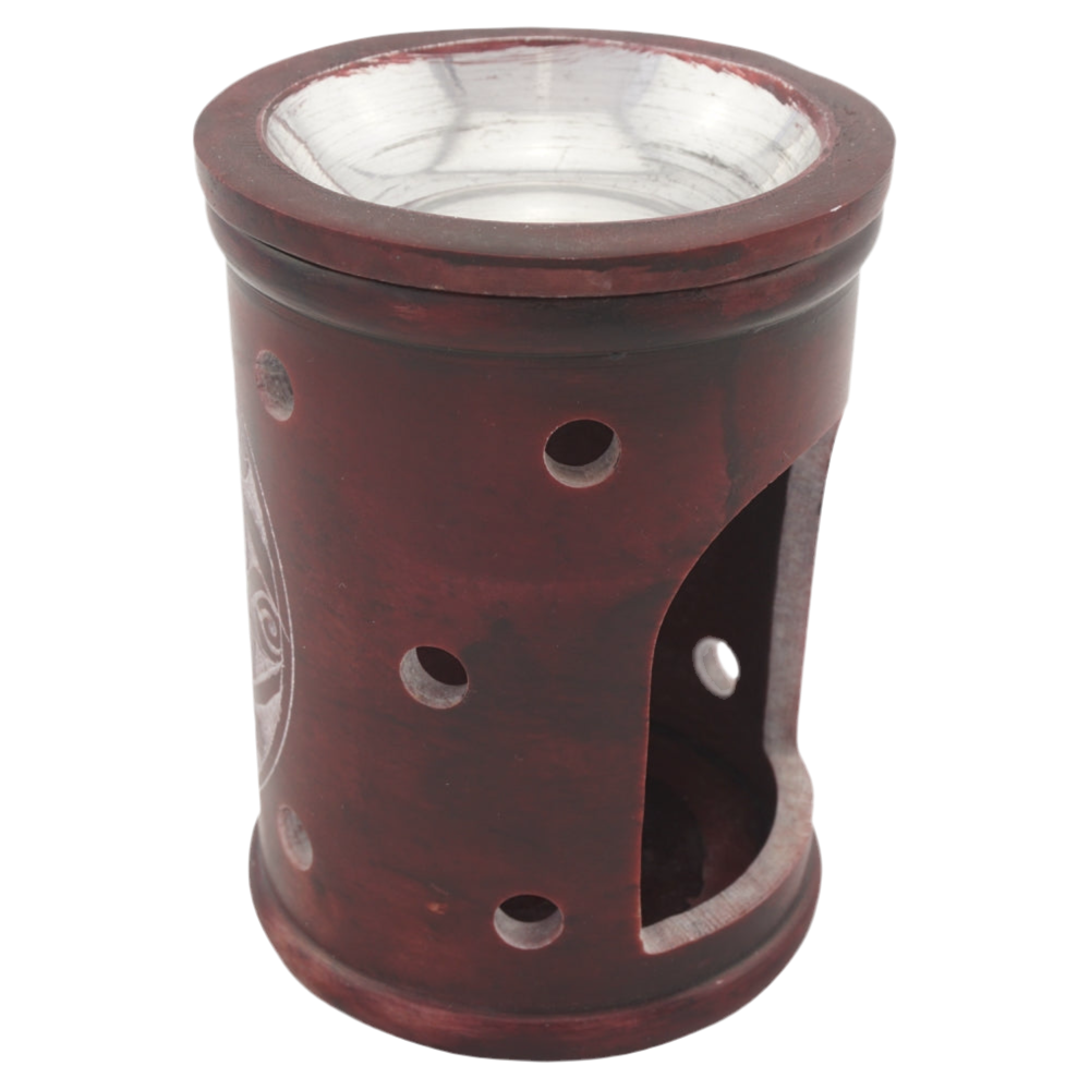 Duftlampe & Räucherstövchen „Ninurta“ aus Speckstein – Mit Schale, Edelstahlsieb, Metallscheibe & Podest – Für Duftöle, Weihrauch & Kräuter