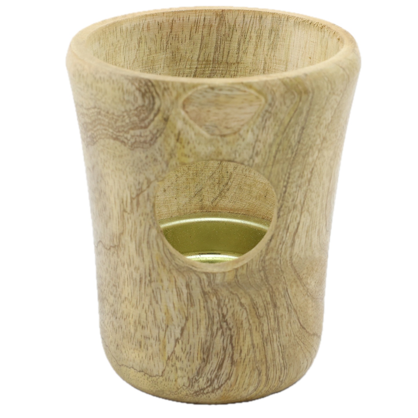 Räucherstövchen “Aamra” aus indischem Mangoholz – Naturtöne, handgefertigt – Mit Edelstahlsieb & Metallscheibe für sanftes Räuchern von Weihrauch & Kräutern