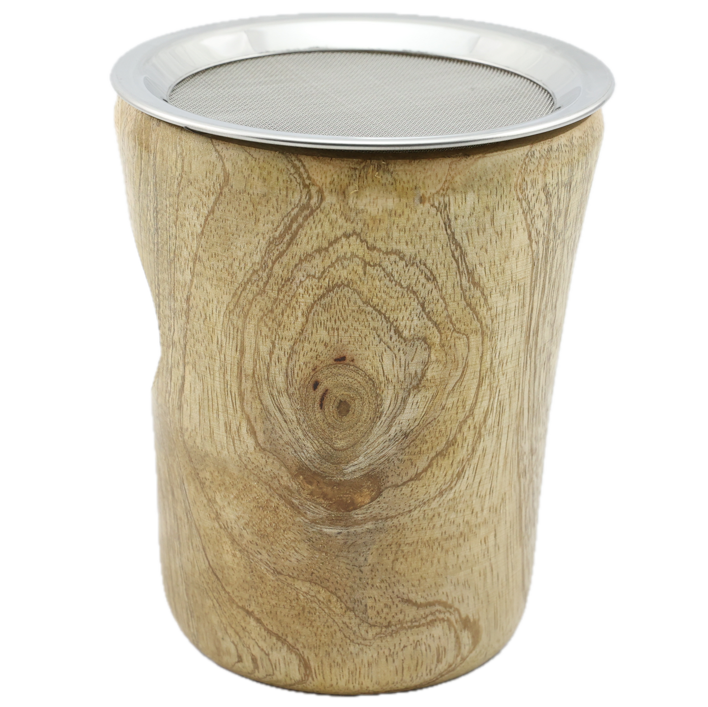 Räucherstövchen “Aamra” aus indischem Mangoholz – Naturtöne, handgefertigt – Mit Edelstahlsieb & Metallscheibe für sanftes Räuchern von Weihrauch & Kräutern