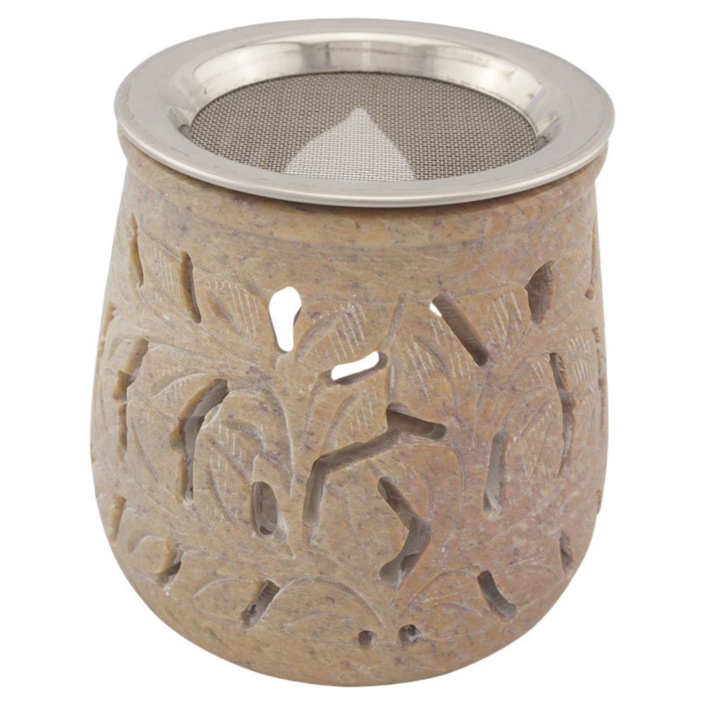 Räucherstövchen “Amana” aus Speckstein – Sanfte Ruhe & Harmonie mit Edelstahlsieb & Metallscheibe