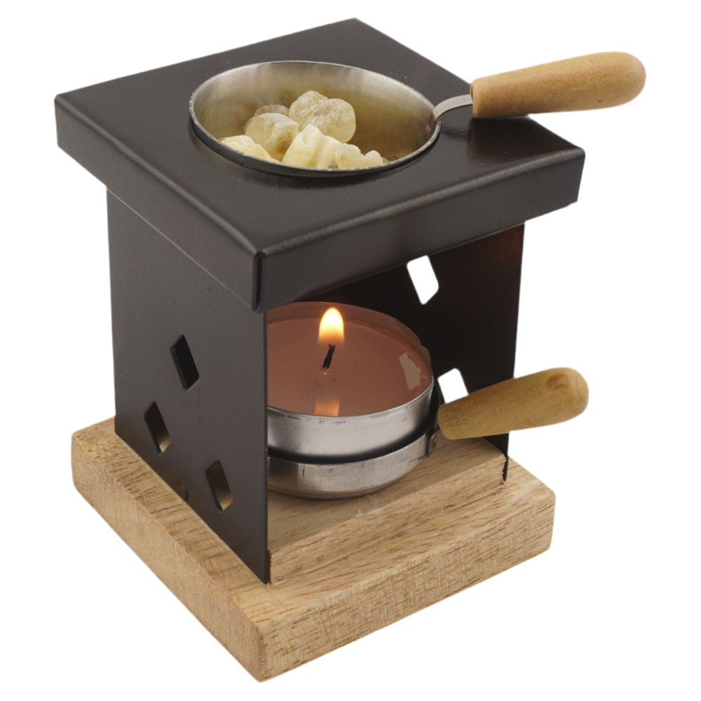 Räucherstövchen “Arian” aus Metall & Holz – Orientalisches Design für Weihrauch, Kräuter & ätherische Öle