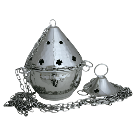 Weihrauchfass H14 gehämmert vernickelt – Edles Räuchergefäß für feierliche Rituale & spirituelle Reinigung