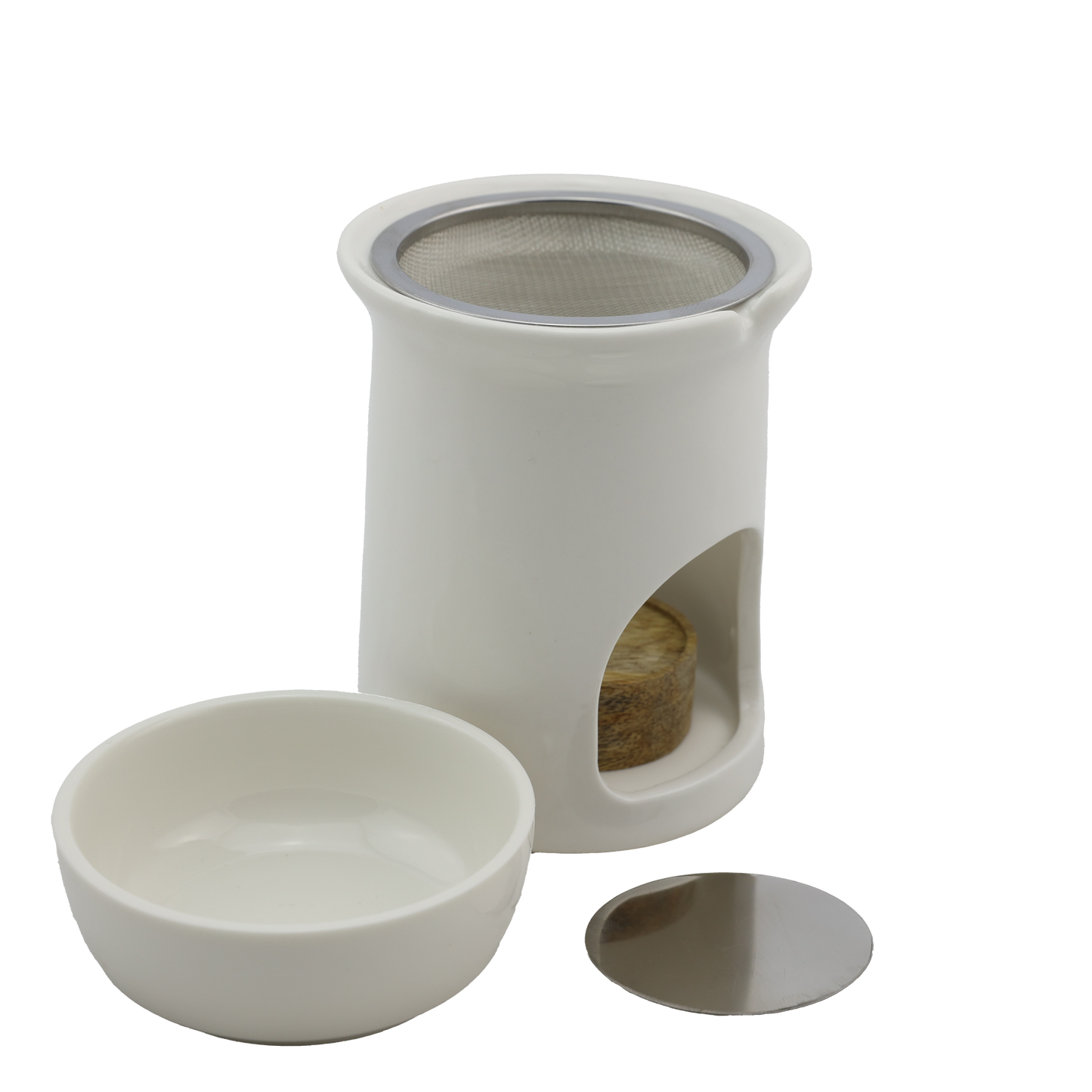 Keramik Duftlampe & Räucherstövchen „Sternenblume“ – Mit Schale, Edelstahlsieb, Metallscheibe & Podest – Für Duftöle, Weihrauch & Kräuter