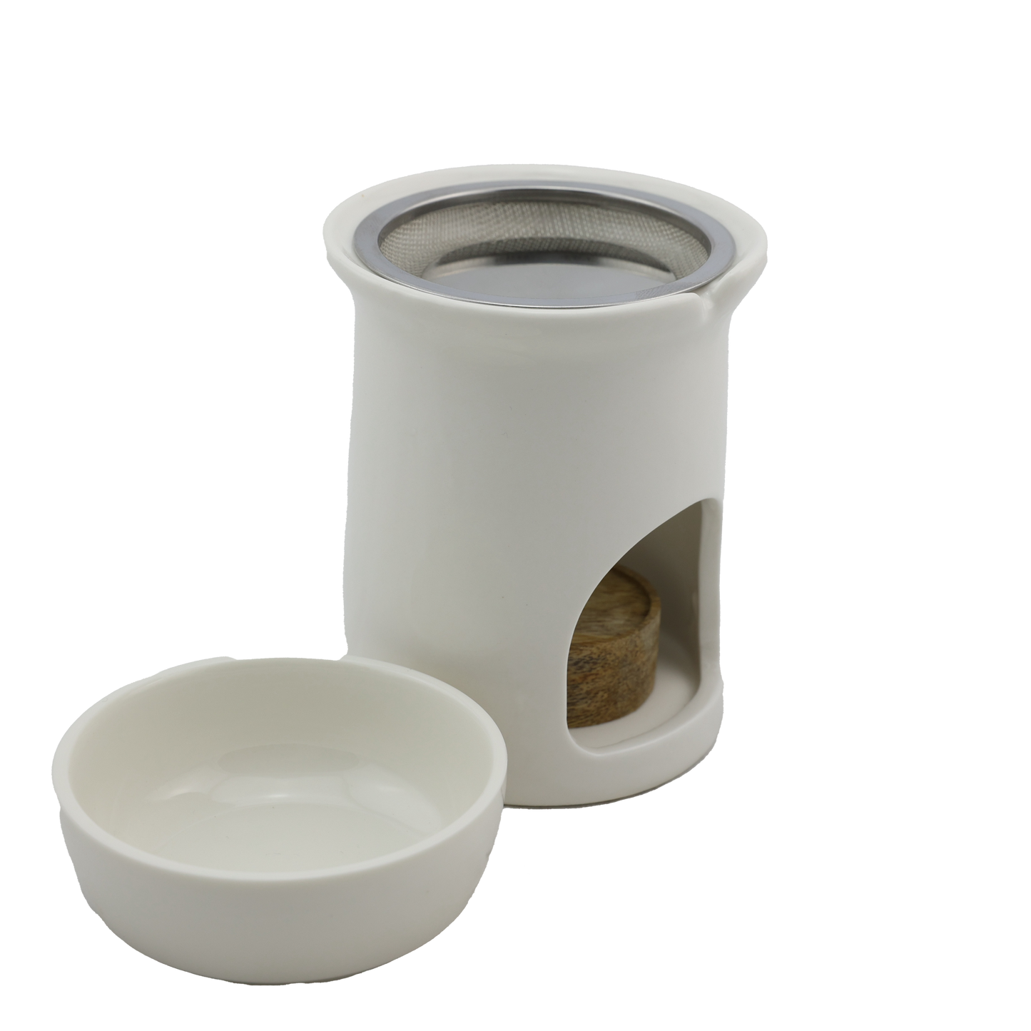 Keramik Duftlampe & Räucherstövchen „Sternenblume“ – Mit Schale, Edelstahlsieb, Metallscheibe & Podest – Für Duftöle, Weihrauch & Kräuter