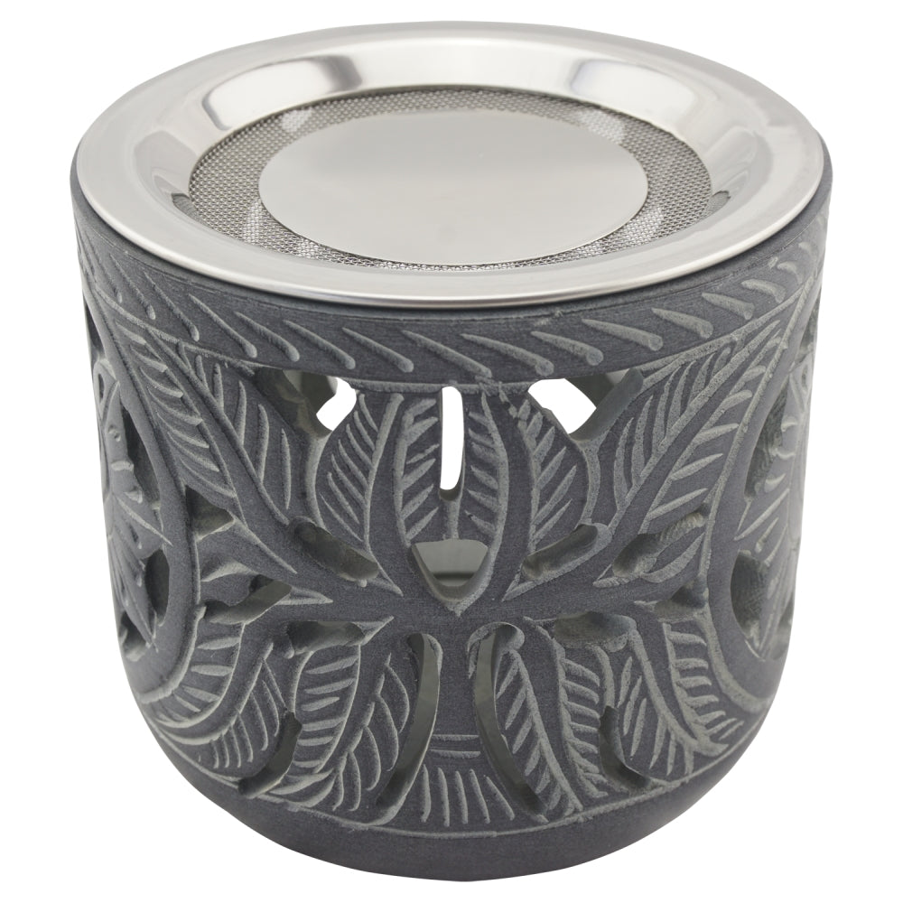 2. Wahl Räucherstövchen “Shiva” aus indischem Speckstein – Handgefertigt, spirituelle Energie – Mit Edelstahlsieb & Metallscheibe