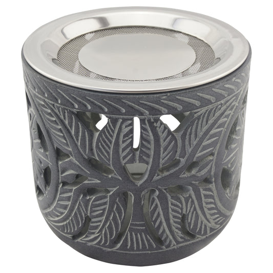 2. Wahl Räucherstövchen “Shiva” aus indischem Speckstein – Handgefertigt, spirituelle Energie – Mit Edelstahlsieb & Metallscheibe