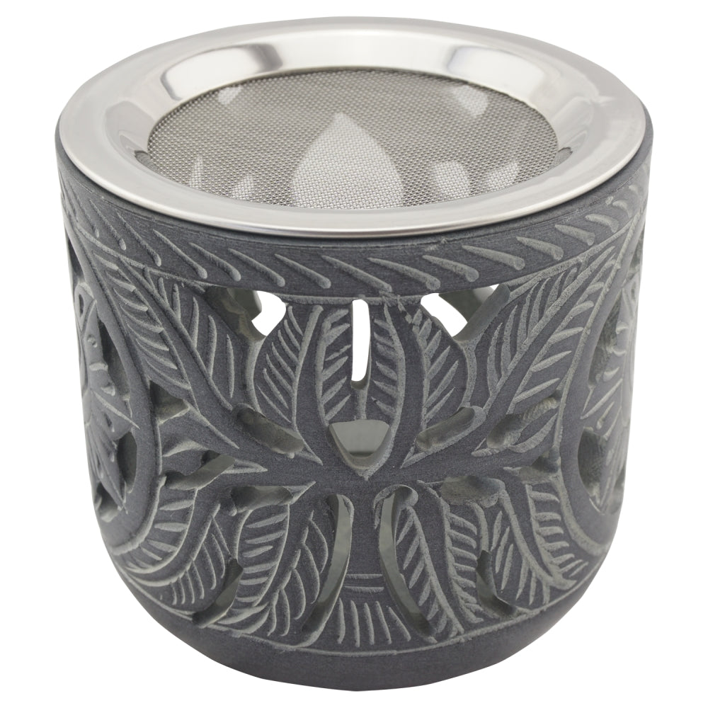 2. Wahl Räucherstövchen “Shiva” aus indischem Speckstein – Handgefertigt, spirituelle Energie – Mit Edelstahlsieb & Metallscheibe