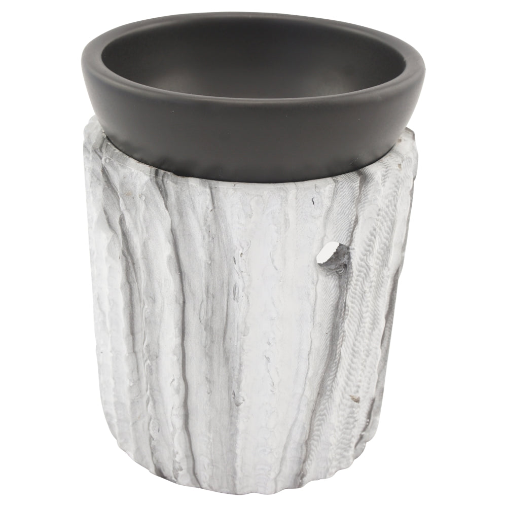 Duftlampe und Räucherstövchen aus Keramik/Steinoptik mit Schale, Edelstahlsieb, Metallscheibe und Podest – Design „Desna” – H 10/12,5 cm