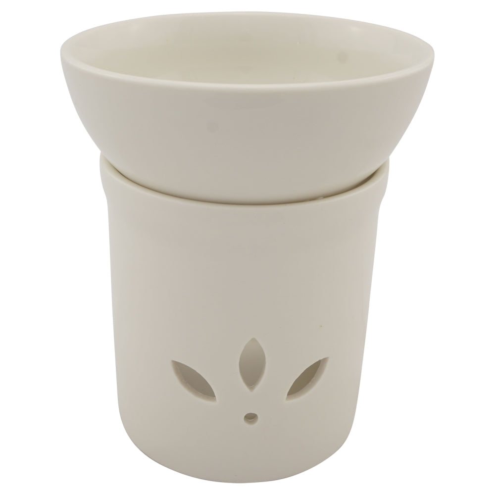 Duftlampe und Räucherstövchen aus Keramik mit Schale, Edelstahlsieb, Metallscheibe und Podest – Design „Anu” – H 9,5/13 cm