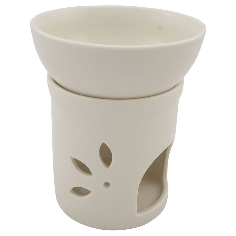 Duftlampe und Räucherstövchen aus Keramik mit Schale, Edelstahlsieb, Metallscheibe und Podest – Design „Anu” – H 9,5/13 cm