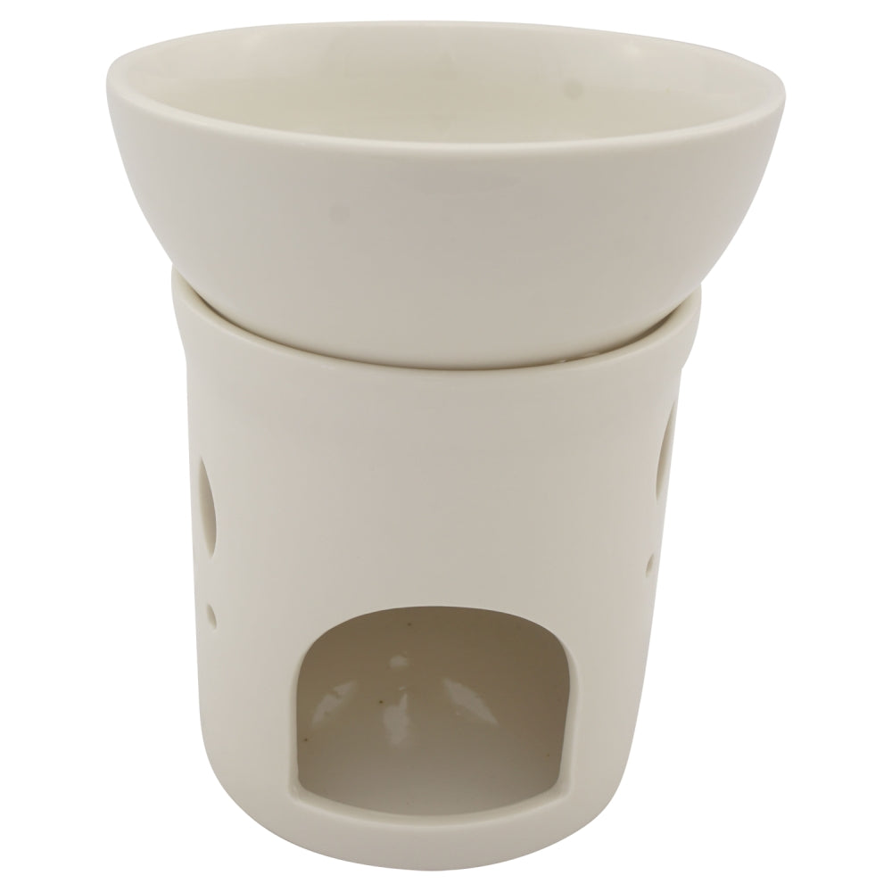 Duftlampe und Räucherstövchen aus Keramik mit Schale, Edelstahlsieb, Metallscheibe und Podest – Design „Anu” – H 9,5/13 cm