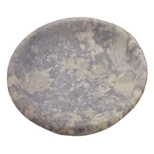 Räucherschale Speckstein beigefarben (naturbelassen) mit leichten grünen und blauen Einschlüssen